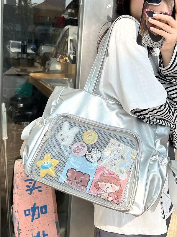 Included Small Nylon Student Shoulder Bag With Drawstring Closure For Daily Use