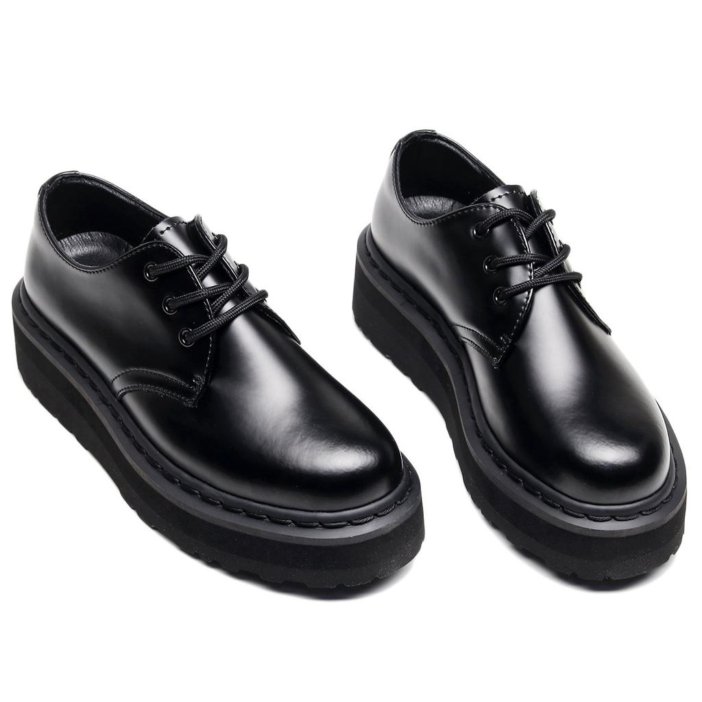 Thick-soled hole Martin shoes women's low-top, leather lightweight round head casual student muffin bottom small leather shoes