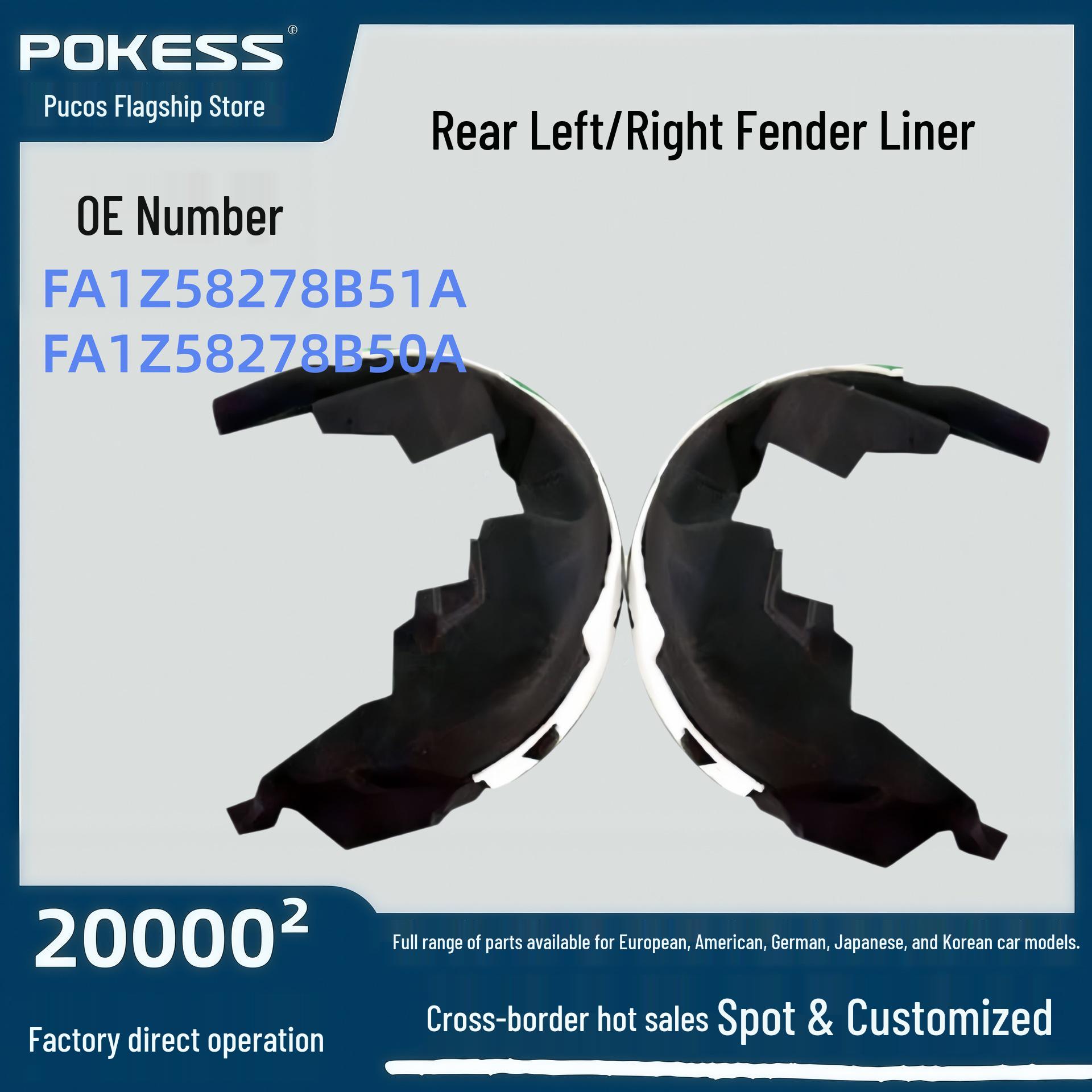 Rear Fender Liner for Lincoln 15-18, Left/Right, Part Numbers FA1Z58278B51A/FA1Z58278B50A Rear Fender Liner - Left