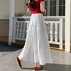 Qooth White Tiered Ruffle Skirt Bow Detail A-Line Midi Slimming QT2865