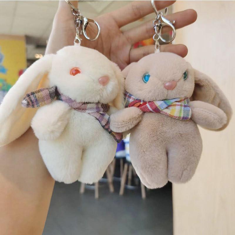 Adorable Plush Bunny Keychain Soft Crystal Velvet Cartoon Rabbit Stuffed Toy Accessory