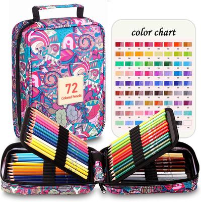 Colored Pencil Set with Soft Cores for Professional Ideal for Coloring and Painting for and Artists Pink Storage 72-Color Oil-Based Use, Kids, Adults,