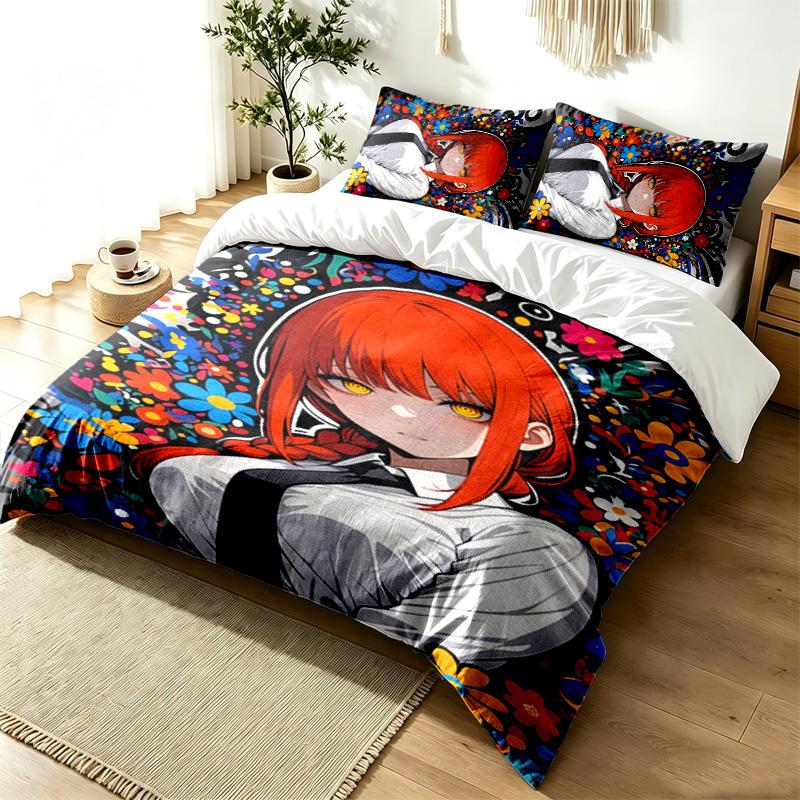 Chainsaw Man 3pc Duvet Cover Set Simple Modern Bedding Set Wrinkle Resistant Soft Fabric All Season Use a perfect gift