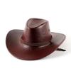 Faux Leather Fedora Sun Hat Wide Curved Brim Wide Brim Cap Vintage Cowgirl Hat  Outdoor Travel