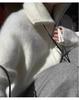 Women's High-Neck Zip-Up Cardigan: Pure Wool Knit Sweater, 2025 European Style, Loose, Thickened Stand-Up Collar for Autumn/Winter.