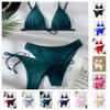 Hot Bikini Swimsuit Multi-color Solid Color Sexy Lace-up Bikini Swimsuit Three-piece Set