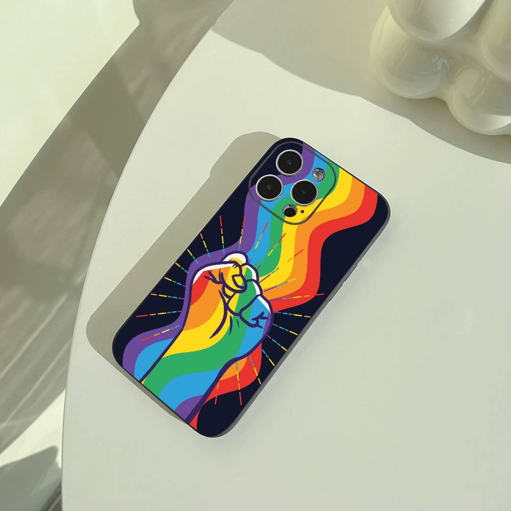 Lesbian LGBT Rainbow Pride Phone Case For iPhone 17,16,15,14,13,12,11 Pro Max,16Plus,XS Soft Black Cover