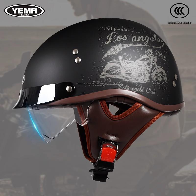 

Wild Horse Retro Half Helmet for Men & Women - Summer Motorcycle Safety Helmet Pia Black Rose Flower