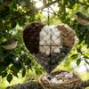 Iron Heart Shape Handmade Bird Nesting Heart Refillable Garden Yard Art Decoration Natural Nesting Fibers for Wild Birds