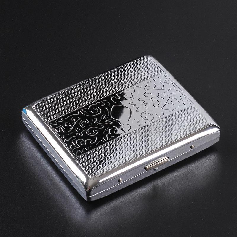 Personalized Men's 20-Capacity Engraved Metal Cigarette Case - Creative and Anti-Pressure Design