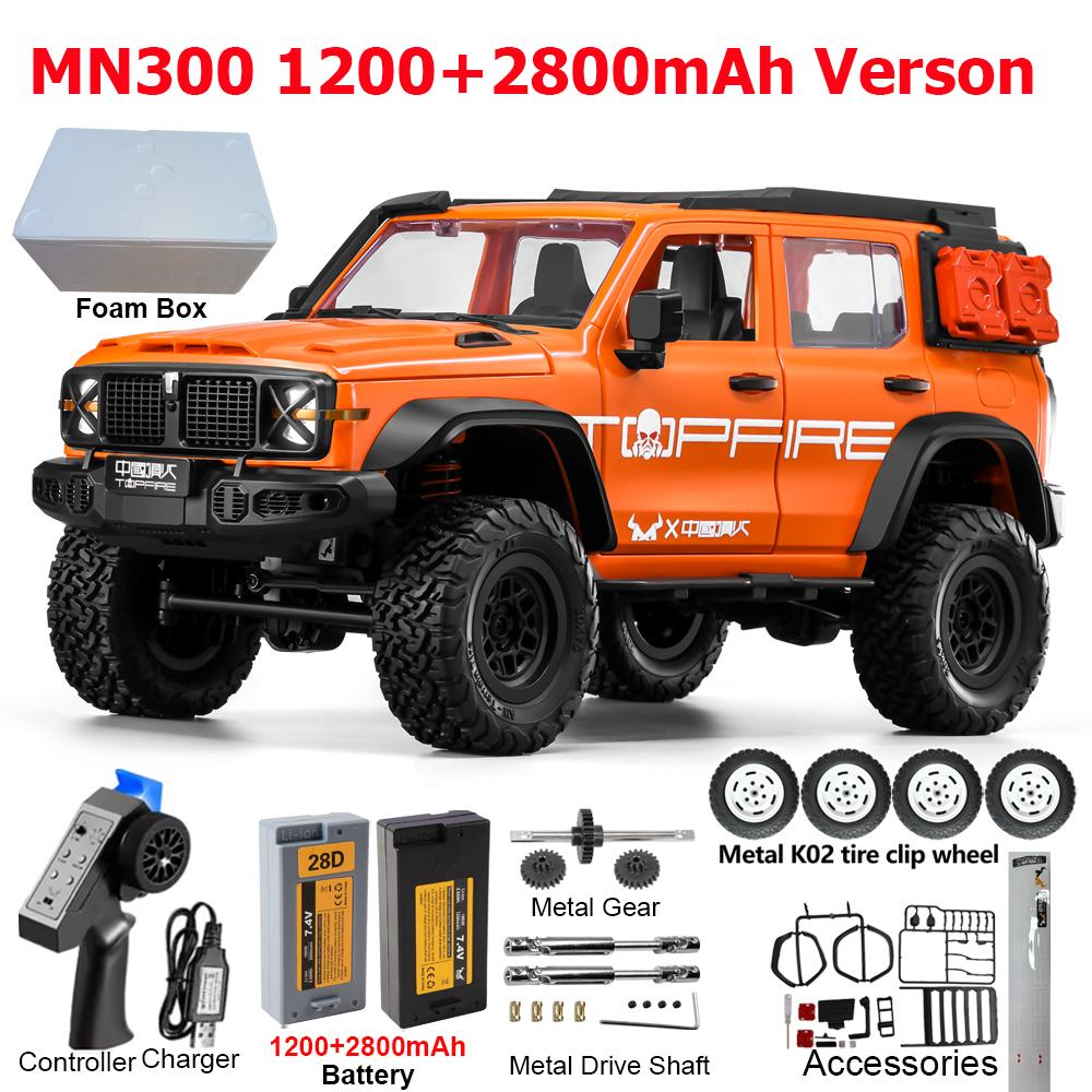 MN300 1/12 RC Car 2.4G Remote Control Car Off-road Climbing 4WD RC Crawler LED Light Truck 60mins Working RC Toy As Hobby Gift