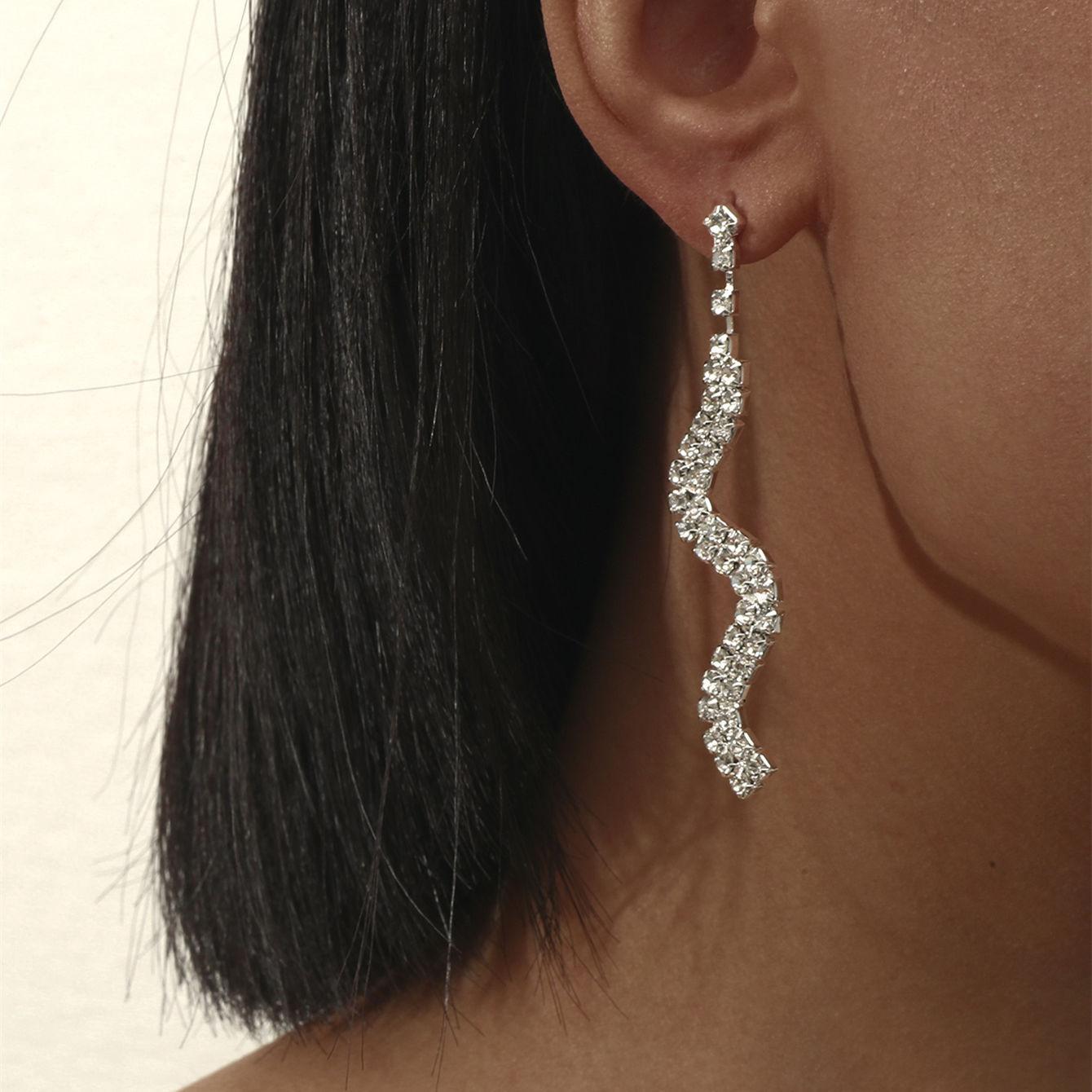 

Премиальное чувство роскоши, двойные ряды сережек со стразами в виде змеи, модный дизайн, сверкающие серьги, женские серьги, 1 пара