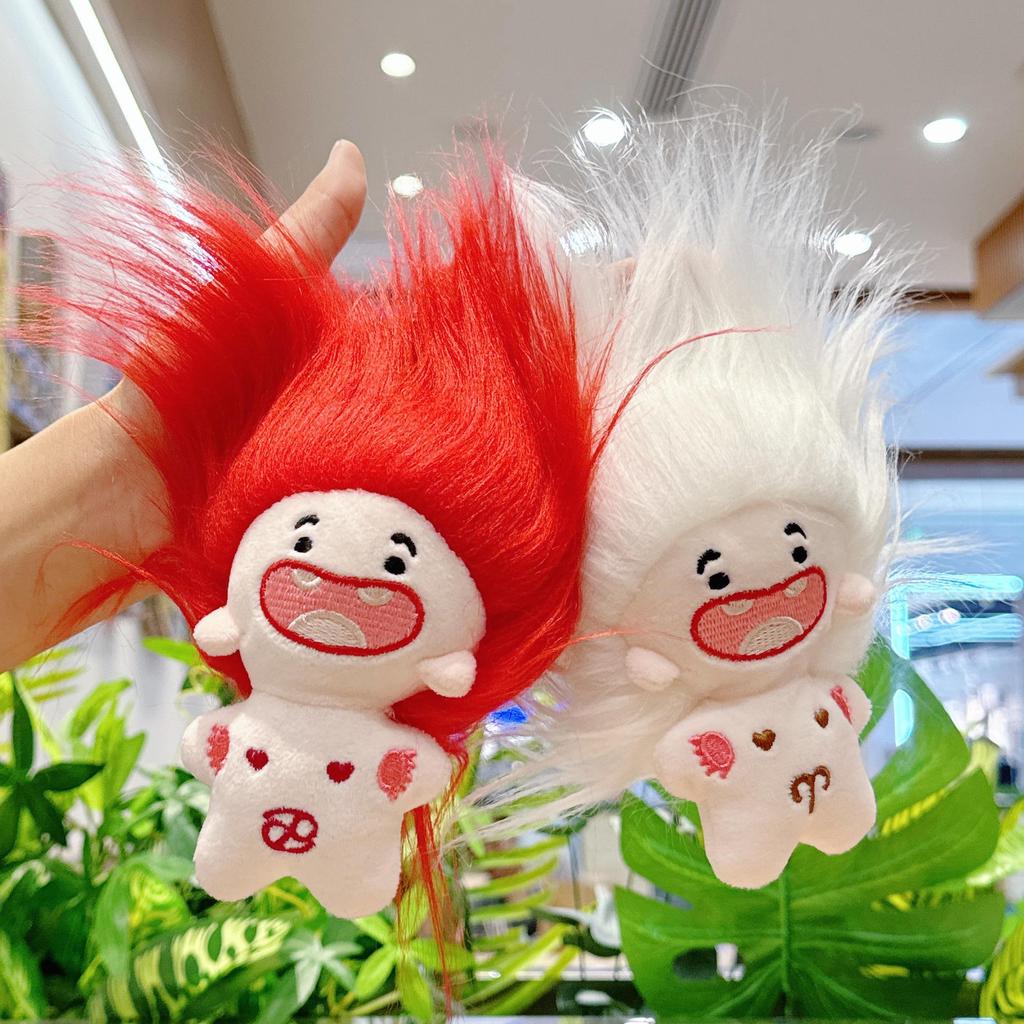 Uroczy breloczek bawełniany lalka z brakującym zębem - Kreatywna pluszowa zabawka i dekoracja plecaka