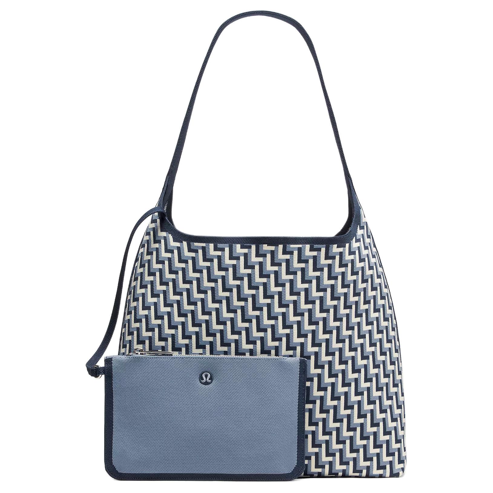 Lululemon Everywhere 12L Knitted Interwoven Letter Polyester Shoulder Bag Women bags Club-Blue Washed-Denim Light-Ivory LW9GC2S-070354 Club Blue & Washed Denim & Light Ivory White