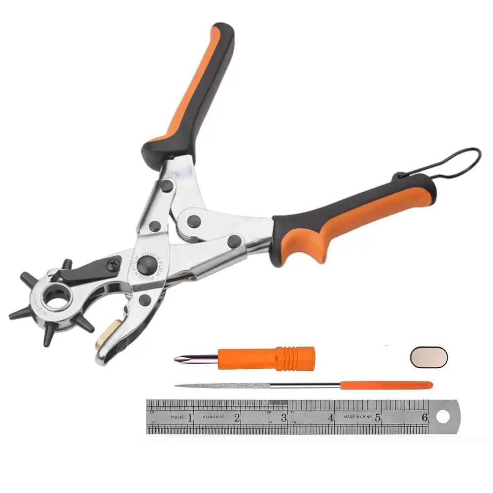 Кожаный ремень, дырокол, плоскогубцы, дырокол, вращающаяся швейная машина, инструмент для установки сумки, ремешок для часов, ремешок для домашнего кожевенного ремесла оранжевый