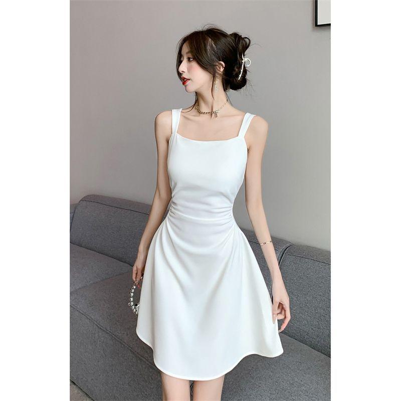 Fashion, foreign style, pure desire, suspender dress, women's clothing, summer design, off-shoulder, slim and thin A-shaped short skirt