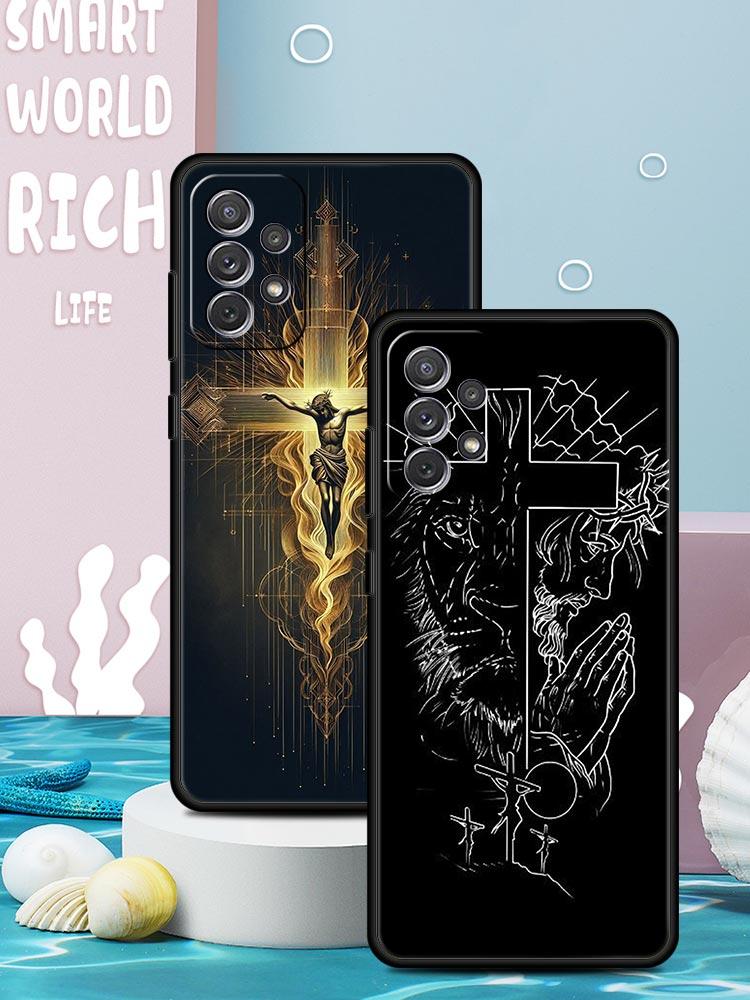 Cross Pattern Element Design Phone Case for Samsung Galaxy A55 A35 A17 A07 A15 A13 A25 A51 A71 A72 A73 A32 A52 A52S A41 Soft TPU