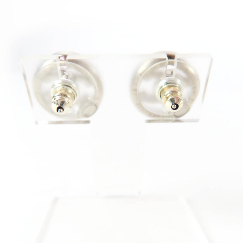 Excellent CHANEL Pierce COCO Mark rhinestone circle Silver metal AB9068 A22A Used