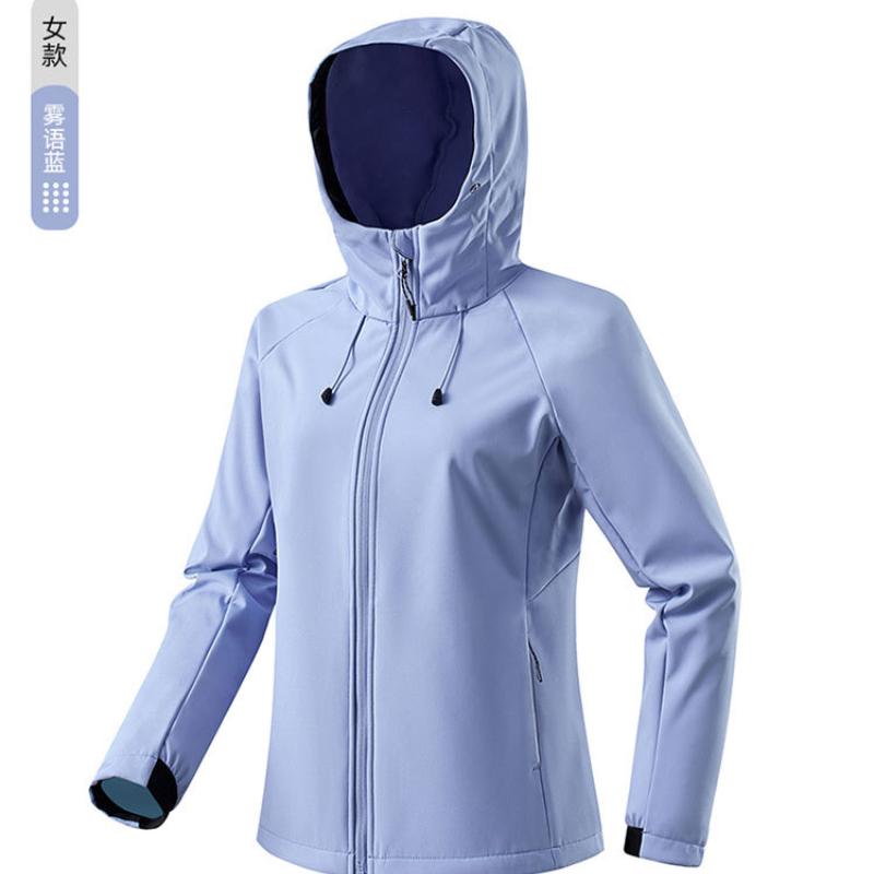 

Женская куртка Softshell, легкая флисовая подкладка, водонепроницаемое пальто, куртка-дождевик с капюшоном для походов на свежем воздухе L синий