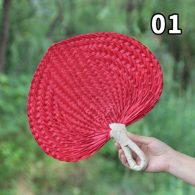 

Chinese Style Handmade Straw Fan Hand-Woven Palm Leaf Hand Fan Summer Cooling Mosquito Fans Classical Dance Performance Props