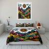 Colorful Mountain Landscape Decor Set Bedding Set with 1 Duvet Cover 2 Pillowcases Single Double King Queen, Gift