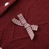 Xiangying Women's Christmas Red Bowknot Knitted Cardigan