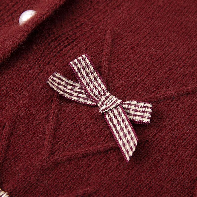 Xiangying Women's Christmas Red Bowknot Knitted Cardigan