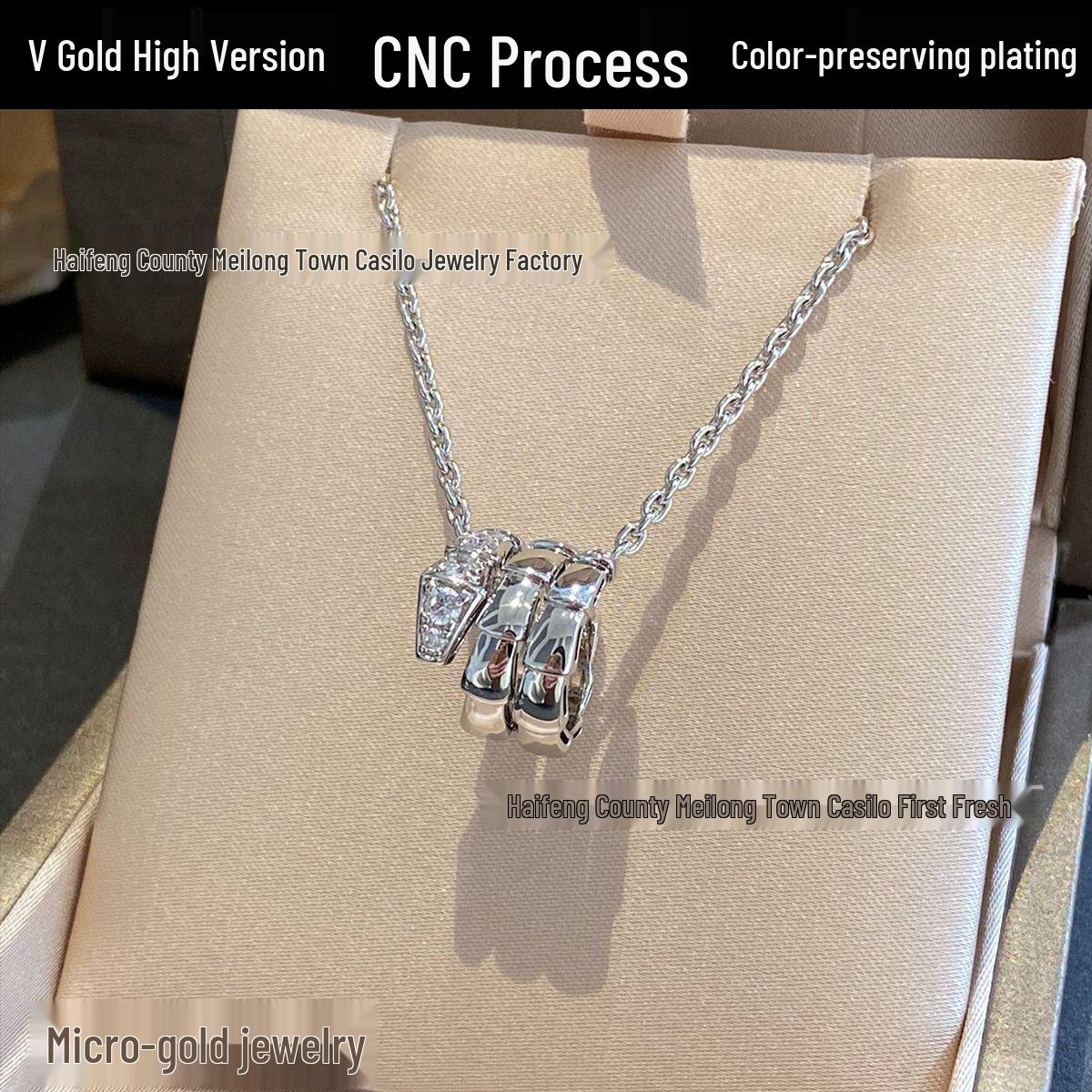 

Baojia Ожерелье-цепочка из розового золота 18 карат с бриллиантами в виде змеи для женщин - Роскошная цепочка для ключиц с дизайном головы и хвоста змеи Head & Tail with Diamonds розового золота