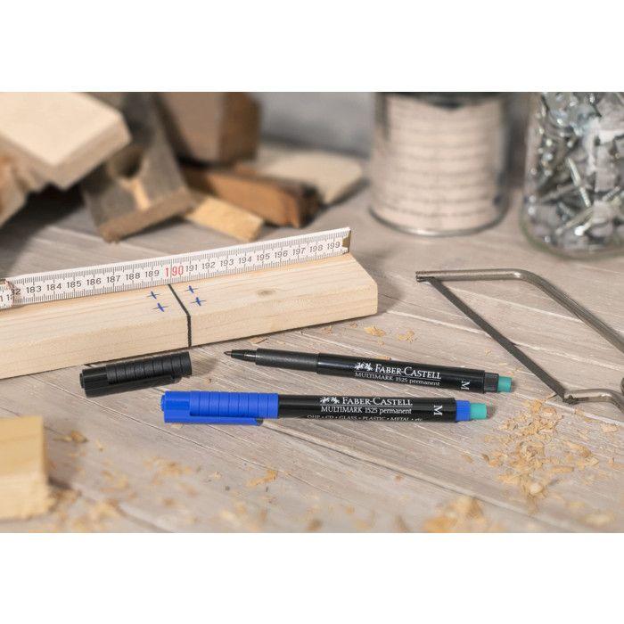 Faber-Castell MULTIMARK 1523 Marqueur permanent bleu 0.4 mm très fin avec gomme