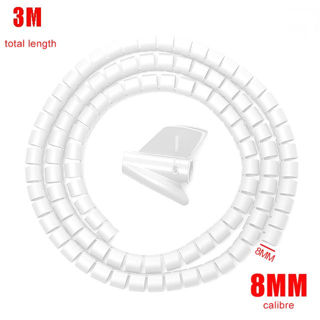 Black Cable Wire Protector Cable Organizer Management Pipe Flexible Wire Wrap Line Coiled Tube Office Cord Sleeve Cover 3M