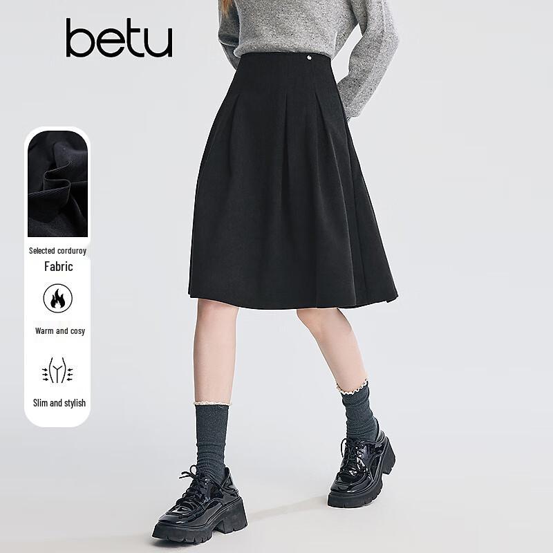 Betu Women s High-Waist Corduroy A-Line Skirt XS