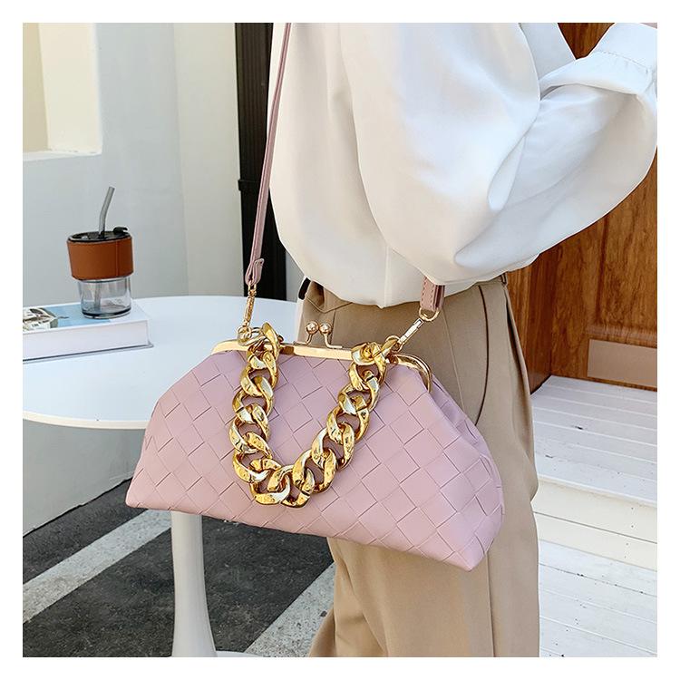 Leather Weaving Bag with Thick Chain Handle Dumpling Bag New Design Crossbody Bag for Luxury Women's Party Cluth Bags