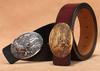 Men's Retro Genuine Cowhide Leather Belt with Smooth Buckle - Extended Large Size for Trendy and Plus-Size Fashion