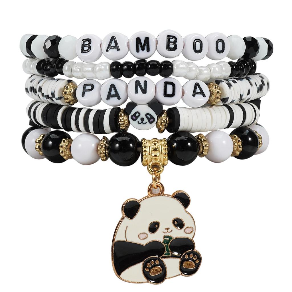 Bohemian Panda Handgefertigtes Perlenarmband-Set - 5 Stück