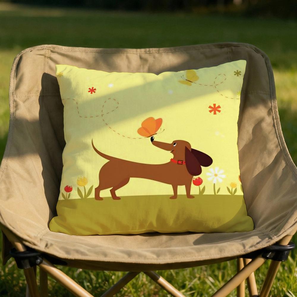 Cute Dachshund Dog Cushion Cover Soft Reversible Durable Pillow Cover MultiScene Use for Home Car Daily Comfort