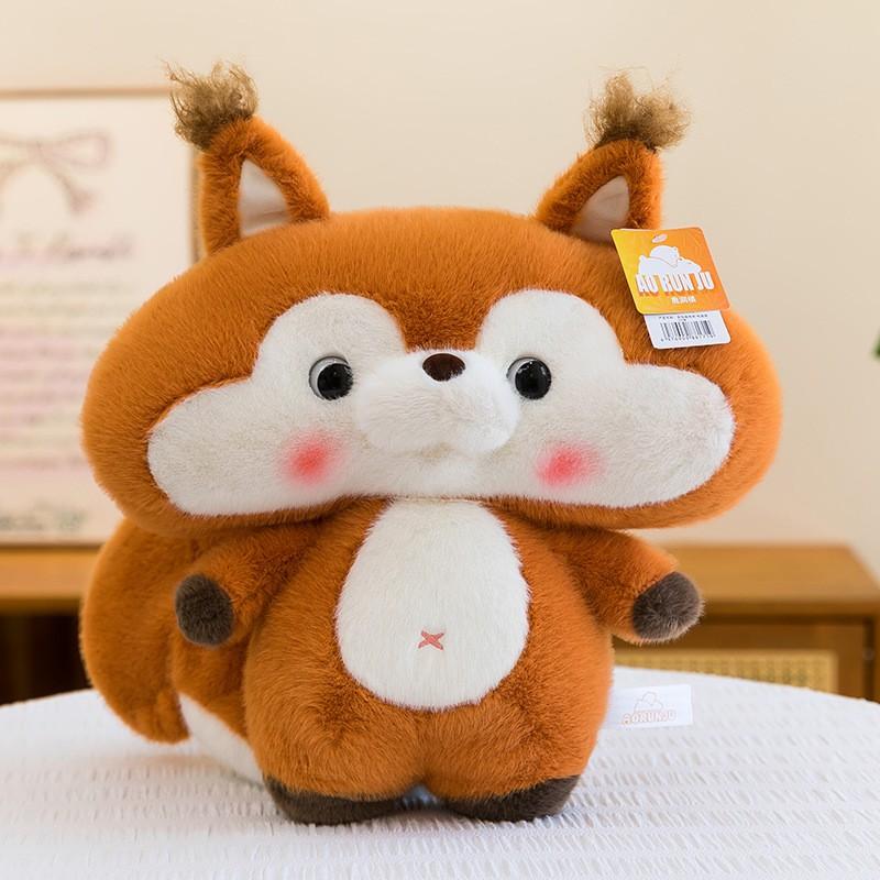Soft Plush Squirrel Cat Raccoon Stuffed Animal Pillow Kids Adults Cozy Sleep Companion 35x40cm Short Pile