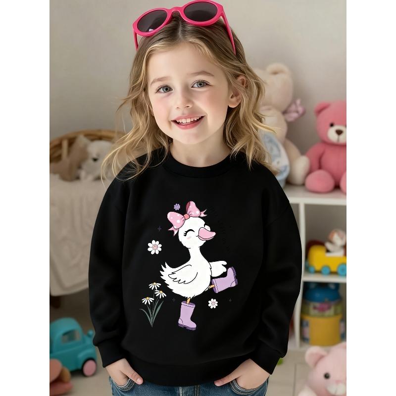 European sizes Duckling Print Kids' Crewneck Sweatshirt, Full of Adorable Charm! Stylish and Cute