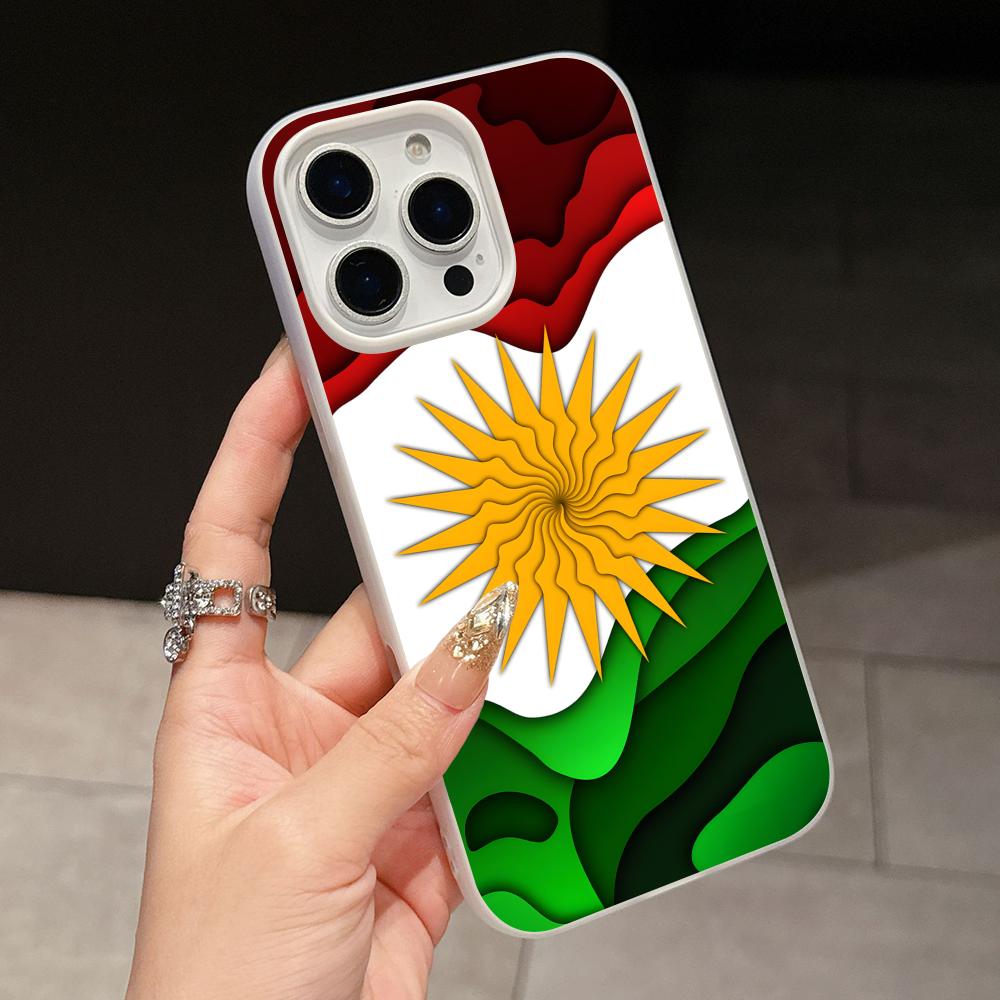Kurdistan Flag Jelly Double layer White Mobile Phone Case for iPhone 17 16 15 14 13 12 11 Air Pro Max Plus Protective