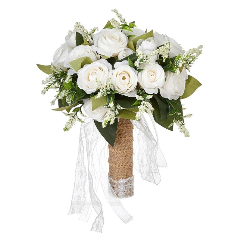 Elegant Silk Rose Bridal Bouquet Wedding Ceremony Bouquet Photography Accessory for Wedding Bride Bridesmaid