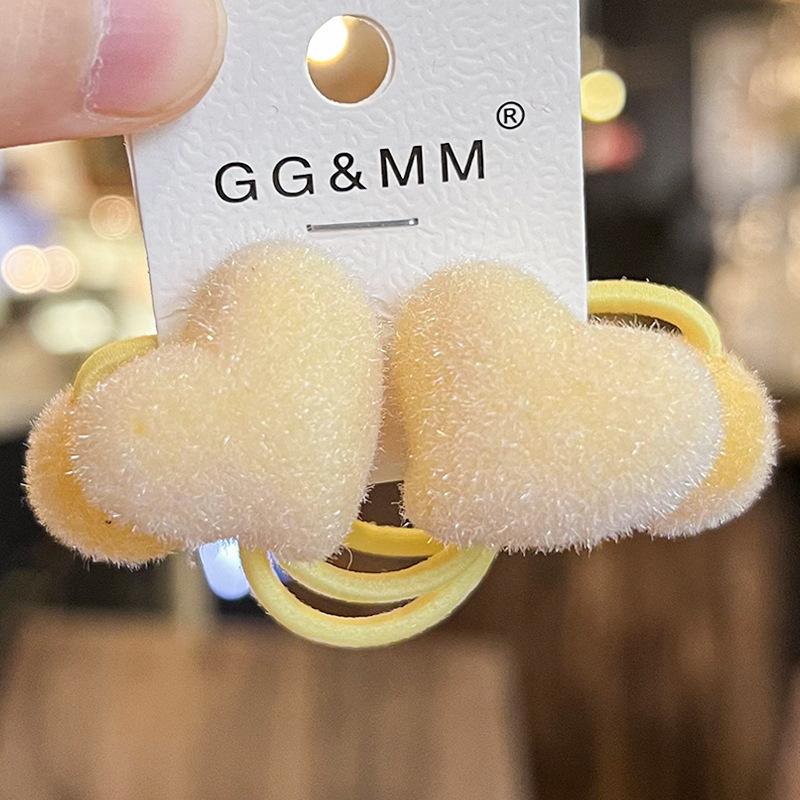 2 Stück Neue Niedliche Bunte Beflockte Herzform Prinzessin Kopfschmuck Kinder Elastische Haarbänder Kinder Haarseile Mädchen Haaraccessoires