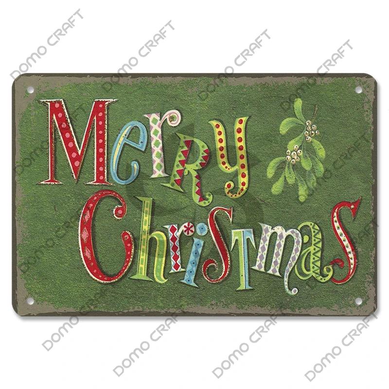 Merry Christmas Poster Vintage Metal Tin Signs Cakes Music Box Christmas Tree Metal Plaque Bakery Candy Shop Home Wall Decor