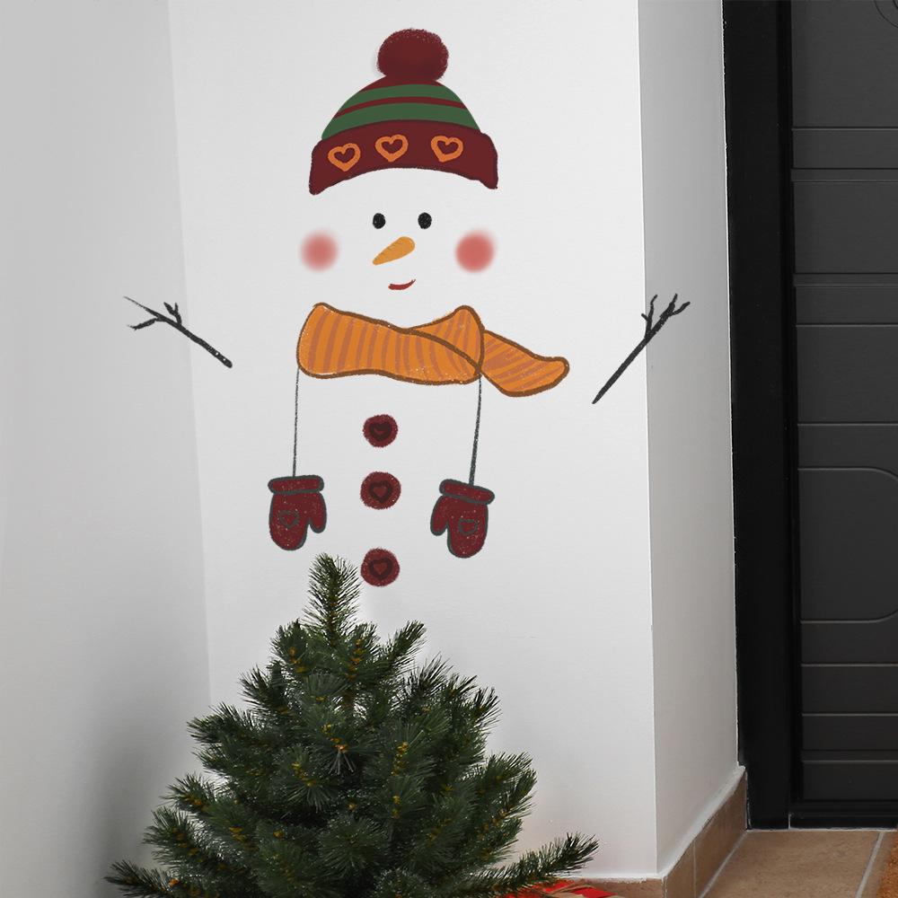 Świąteczna Dekoracja Patyk Bałwan Sypialnia Gabinet Drzwi z Upiększającymi Dekoracyjnymi Naklejkami Ściennymi