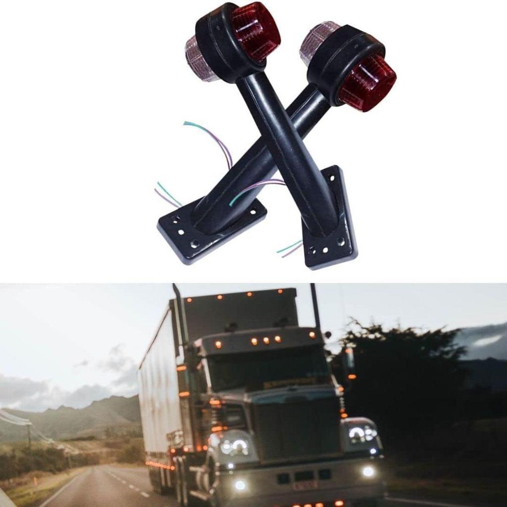 APSMOTIV Trailer Side Marker Lights Outline Lamp 12V Side Marker Lights Truck Trailer For Trucks (Red/Clear) Side Marker Van Caravans