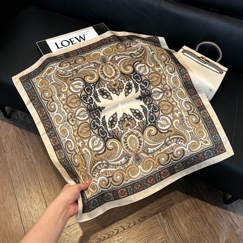 European and American style scarf square scarf imitation silk 71cm retro cashew print literary headband suit with decorative scarf
