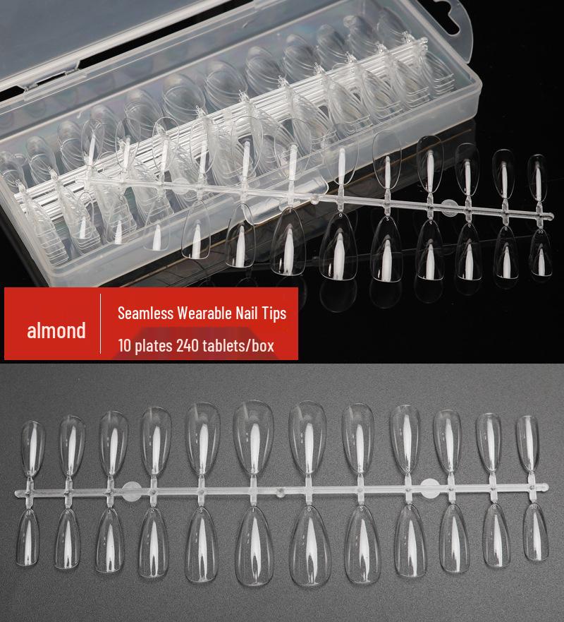 Frosted Trapezoid & Water Drop Almond Nail Extensions - No File Needed, Full and Half Cover. Perfect for Salons.