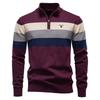 Gant Høst og Vinter Broderi Ny Herre Halv Glidelås Herre Genser Pullover Stripet Lappeteppe Genser