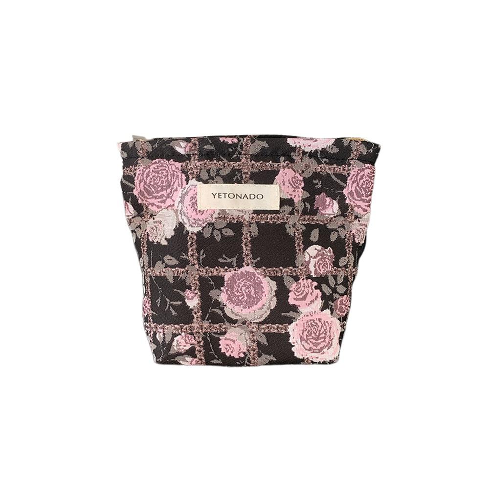 

New 3D Relief Flower Makeup Bag Pink Rose Large Capacity Cosmetic Bag Toiletries Bag Travel Outdoor
