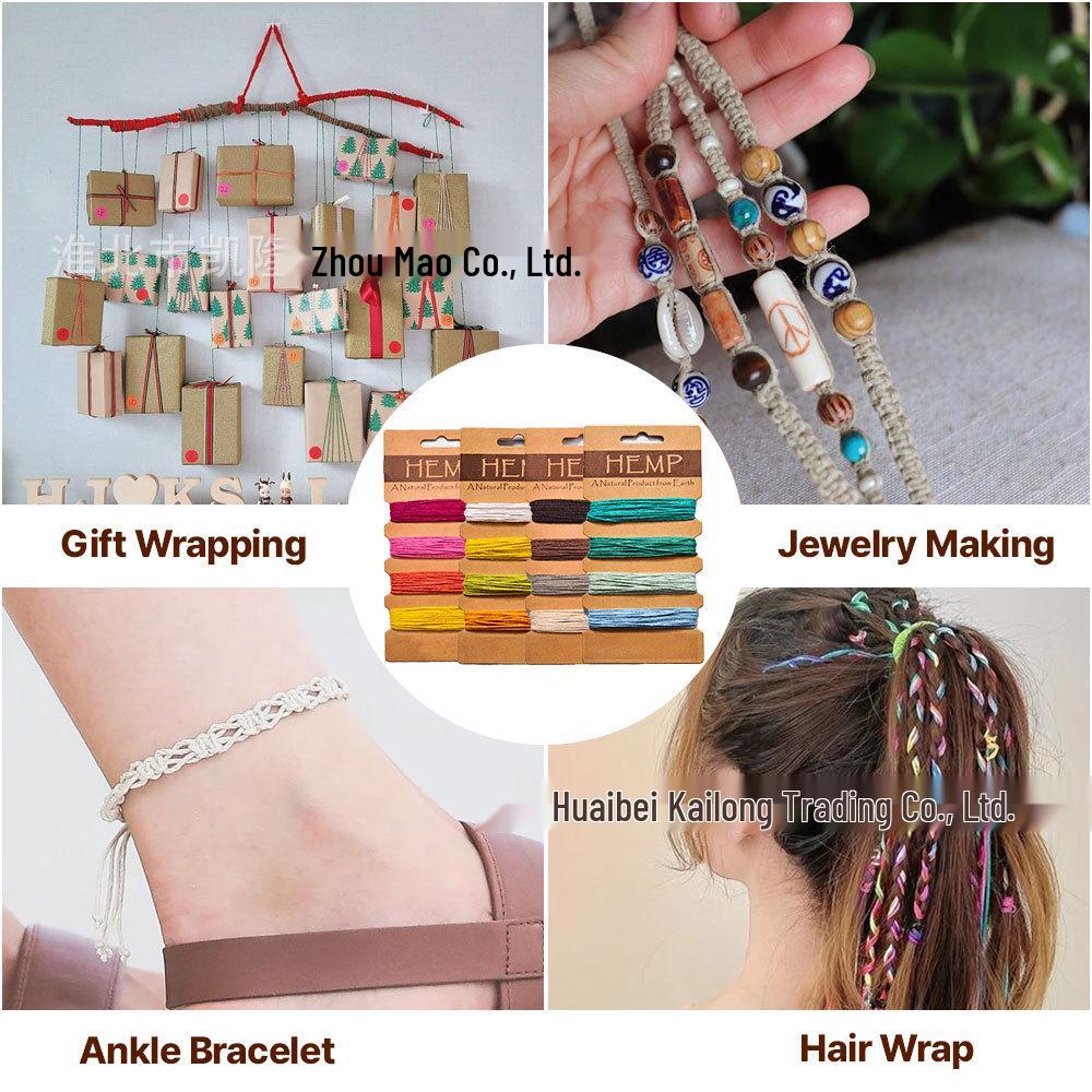 Colorful 1mm Waxed Hemp Cord for DIY, Hand-woven Crafts, 20yd Rope