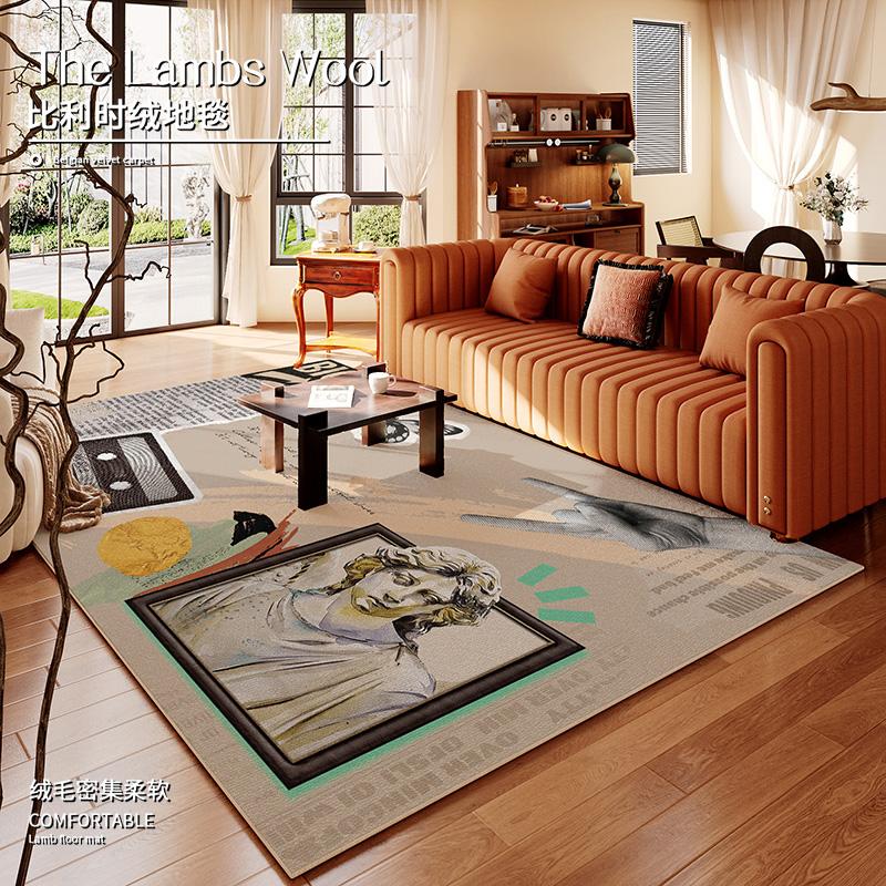 American Retro Carpets for Living Room Large Area Bedroom Decor Carpet Cartoon Abstract Lounge Rug Home Washable Soft Floor Mat