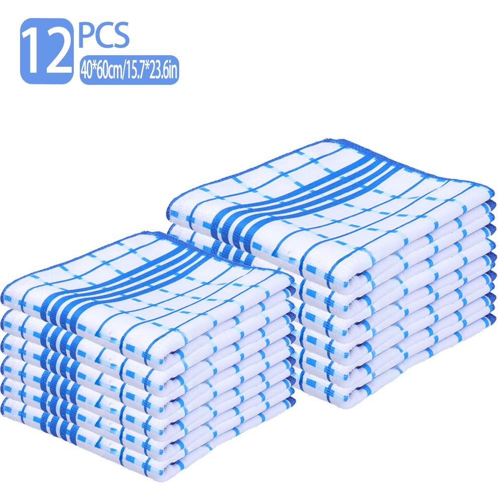 Checkered Kitchen Absorbent Cleaning Cloths, 6/12 Set, Household Dishcloths and Tablecloths, Easy-to-clean Household Cloths.